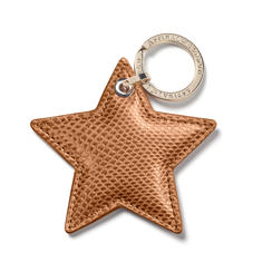 Star Leather Keyring in Camel Lizard