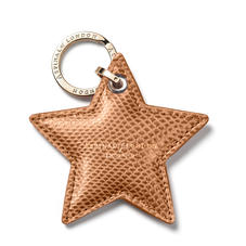 Star Leather Keyring in Camel Lizard
