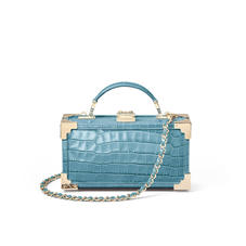 Trinket Box in Deep Shine Cornflower Small Croc