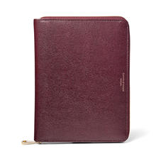 A5 Zipped Padfolio in Burgundy Saffiano