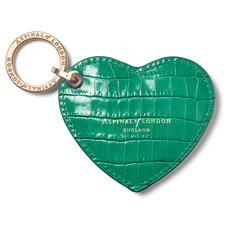 Heart Keyring in Deep Shine Emerald Green Small Croc
