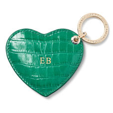 Heart Keyring in Deep Shine Emerald Green Small Croc
