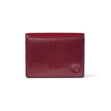 Accordion Credit Card Holder in Bordeaux Silk Lizard