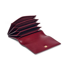 Accordion Credit Card Holder in Bordeaux Silk Lizard
