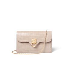 Lion Ava Clutch Bag in Soft Taupe Patent Croc