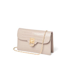 Lion Ava Clutch Bag in Soft Taupe Patent Croc