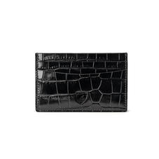 Slim Credit Card Case in Deep Shine Black Croc