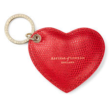Heart Key Ring in Red Lizard