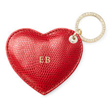 Heart Key Ring in Red Lizard