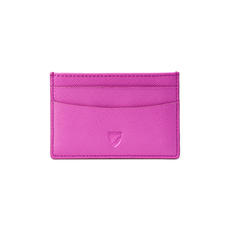 Slim Credit Card Case in Hibiscus Saffiano