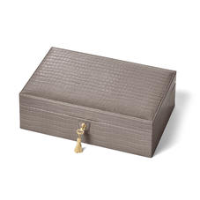 Savoy Jewellery Box in Deep Shine Warm Grey Small Croc