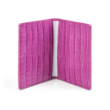 Double Fold Credit Card Holder in Deep Shine Hibiscus Small Croc