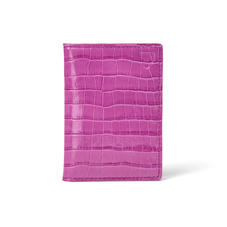 Double Fold Credit Card Holder in Deep Shine Hibiscus Small Croc