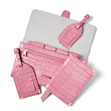 Travel Collection with Removable Inserts in Deep Shine Tea Rose Small Croc