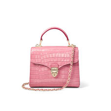 Midi Mayfair Bag in Deep Shine Tea Rose Small Croc