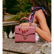 Midi Mayfair Bag in Deep Shine Tea Rose Small Croc