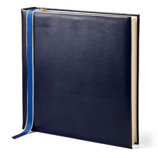 14-inch Lizard Print Leather Photo Album in Midnight Blue Silk Lizard