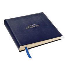 14-inch Lizard Print Leather Photo Album in Midnight Blue Silk Lizard