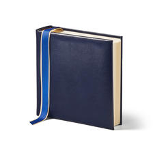 8-inch Lizard Print Leather Photo Album in Midnight Blue Silk Lizard