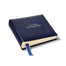 8-inch Lizard Print Leather Photo Album in Midnight Blue Silk Lizard