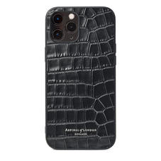 iPhone 12 Pro Max Case in Deep Shine Black Small Croc