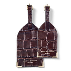 Set of 2 Luggage Tags in Deep Shine Amazon Brown Croc