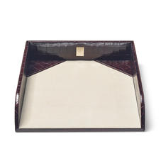 Paper Tray in Deep Shine Amazon Brown Croc & Stone Suede