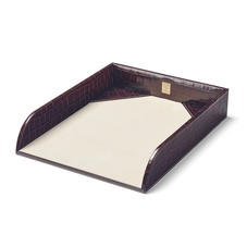 Paper Tray in Deep Shine Amazon Brown Croc & Stone Suede