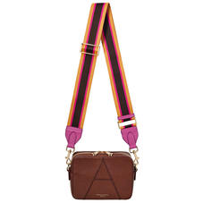 Webbing Bag Strap in Hibiscus, Sand & Brown Stripes