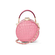 Micro Hat Box in Deep Shine Tea Rose Small Croc