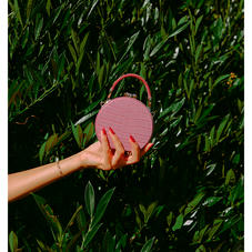Micro Hat Box in Deep Shine Tea Rose Small Croc