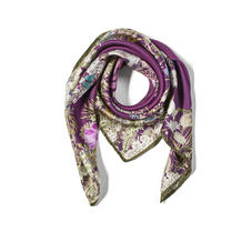 Ombre 'A' Floral Silk Scarf in Plum Pure Silk Twill