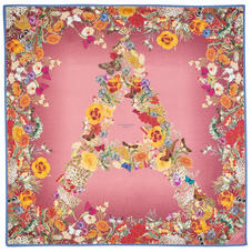 Ombre ‘A’ Floral Silk Scarf in Pink