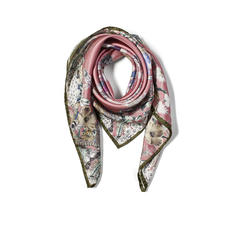 Ombre 'A' Floral Silk Scarf in Tea Rose Pure Silk Twill