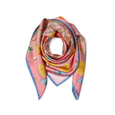 Botanical ‘A’ Silk Scarf in Dusky Pink