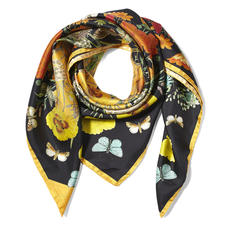 Botanical ‘A’ Silk Scarf in Black & Gold