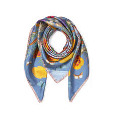 Botanical ‘A’ Silk Scarf in Bluebird