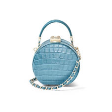 Micro Hat Box in Deep Shine Cornflower Small Croc