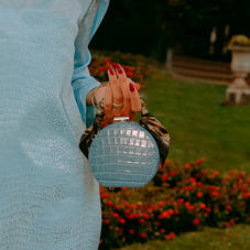 Micro Hat Box in Deep Shine Cornflower Small Croc