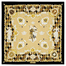 Harlequin Cherub Silk Scarf in Neutral Pure Silk Twill