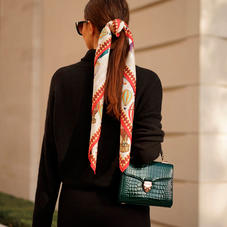 Hot Air Balloon Silk Scarf in Red Pure Silk Twill