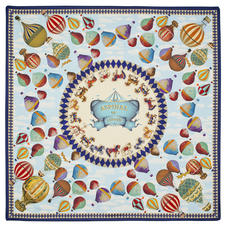 Hot Air Balloon Silk Scarf in Navy Pure Silk Twill