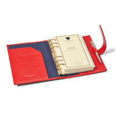 Compact Personal Organiser in Scarlet Saffiano & Navy Suede