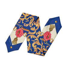 Signature Shield Silk Neck Bow Scarf in Blue