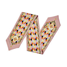 Harlequin Cherub Neck Bow Scarf in Pastel Pink Silk Twill