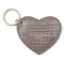 Heart Key Ring in Deep Shine Warm Grey Small Croc