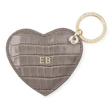 Heart Key Ring in Deep Shine Warm Grey Small Croc