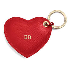 Heart Key Ring in Scarlet Saffiano