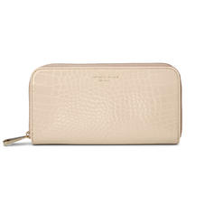 Continental Purse in Soft Taupe Patent Croc