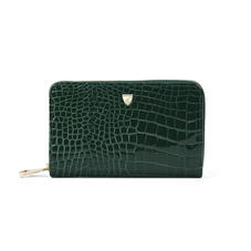 Midi Continental Purse in Evergreen Patent Croc
